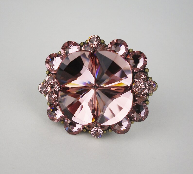 Unique Knob Swarovski Crystal Blush Vintage Rose Etsy