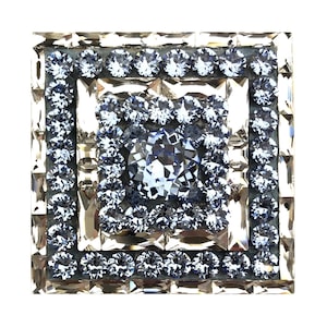 2" Light Sapphire Crystal Square Knob, Chrome Base, Modern Cabinet Hardware