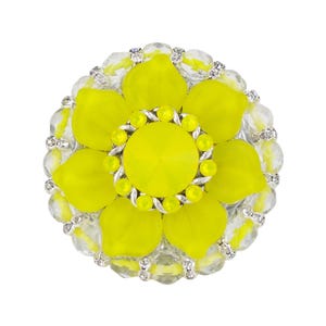 Yellow Opal Crystal Flower Knob, Czech Glass Cabinet Hardware