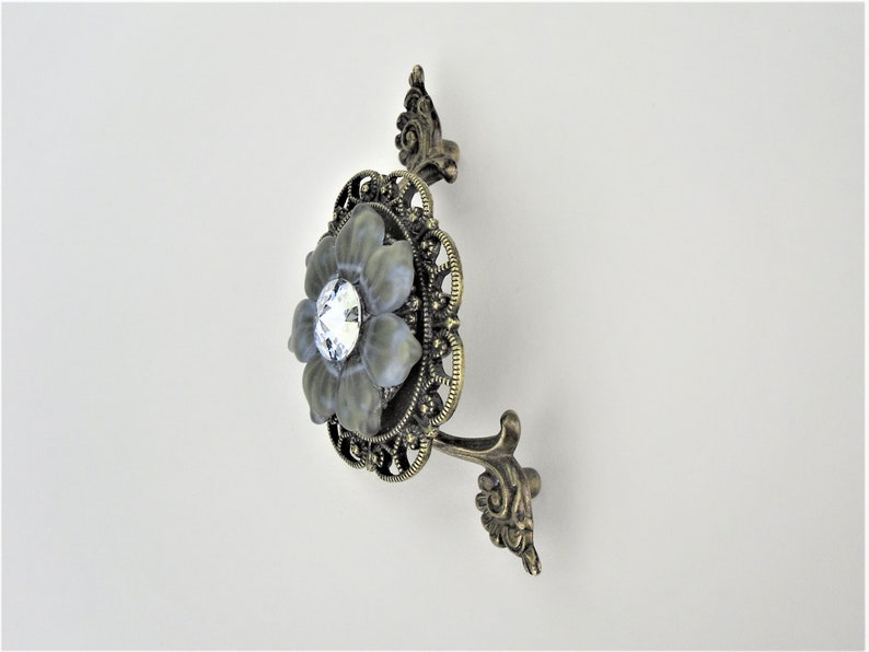 2 1/2 Inch Crystal Drawer Pull Rhinestone Antique Bronze Etsy