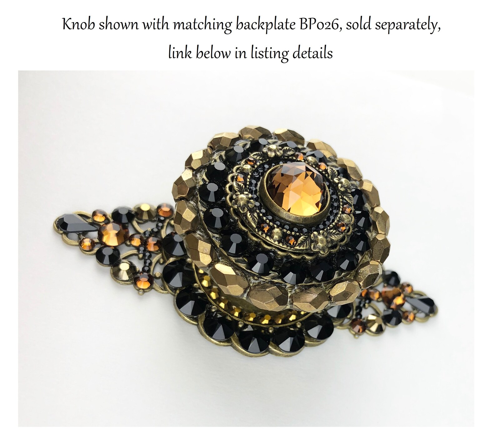 Dekorativer Knauf Swarovski Crystal Smoke Topaz & Jet Gold | Etsy