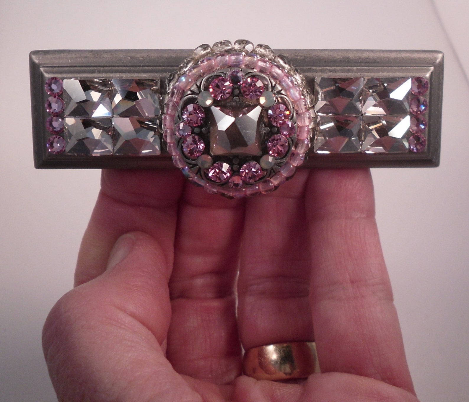 3 Inch Drawer Pulls Swarovski Crystal Handles Pink Unique Etsy