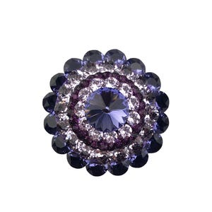 Tirador para armario de cristal de tanzanita y violeta, 4,4 cm; herrajes con incrustaciones de joyas en bronce champán.