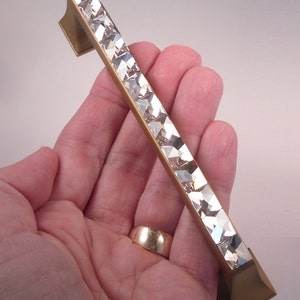 5 Crystal Drawer Pull Large Rhinestone Gilded Bronze Cabinet Handle Kitchen Cupboard Closet Door Hardware Fancy Jeweled Bathroom Vanity image 5