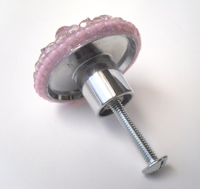 Girls Dresser Knob Swarovski Crystal Pink Silver/Unique Art Etsy