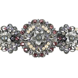 3" Crystal Drawer Pull; Violet Lilac Maroon Antique Silver Cabinet Handle; 76mm Kitchen Cupboard Closet Hardware; Fancy Jeweled Bath Vanity