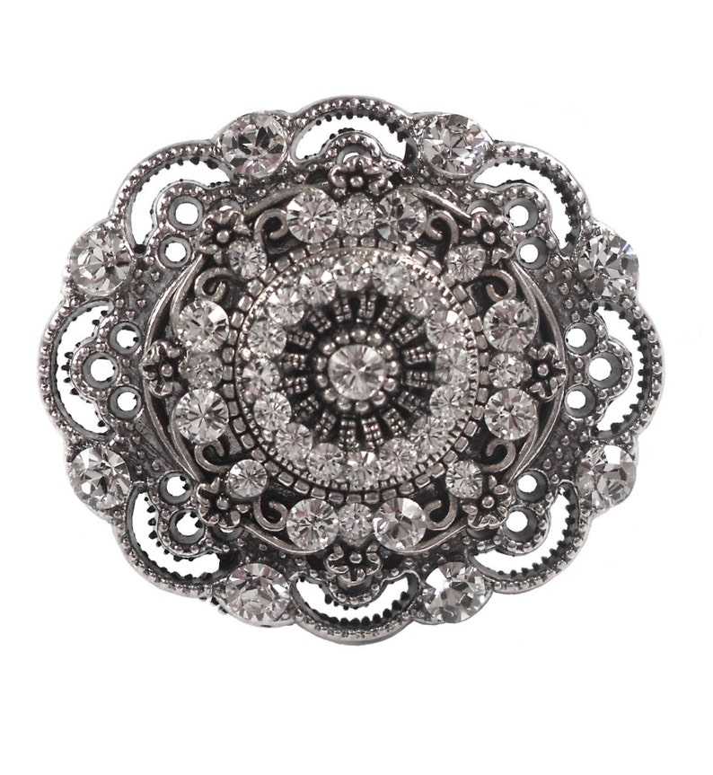 Unique Vintage Style Crystal Knob Antique Silver Etsy