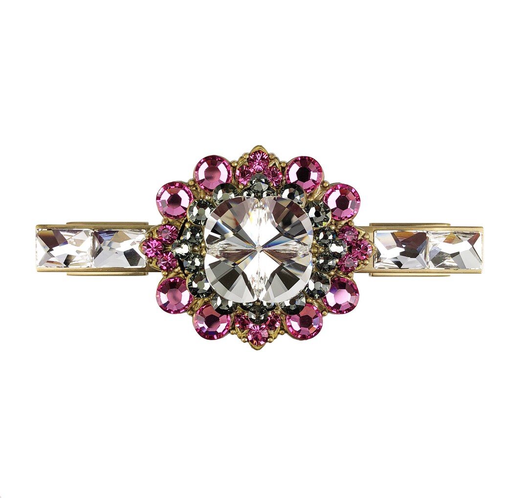 3 1/2 Crystal Drawer Pull Antique Gold Satin Brass Handle 3.5