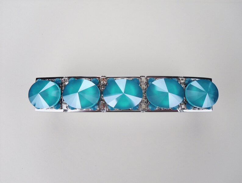 3 Inch Crystal Drawer Pull Large Rhinestone Azure Blue Chrome Etsy