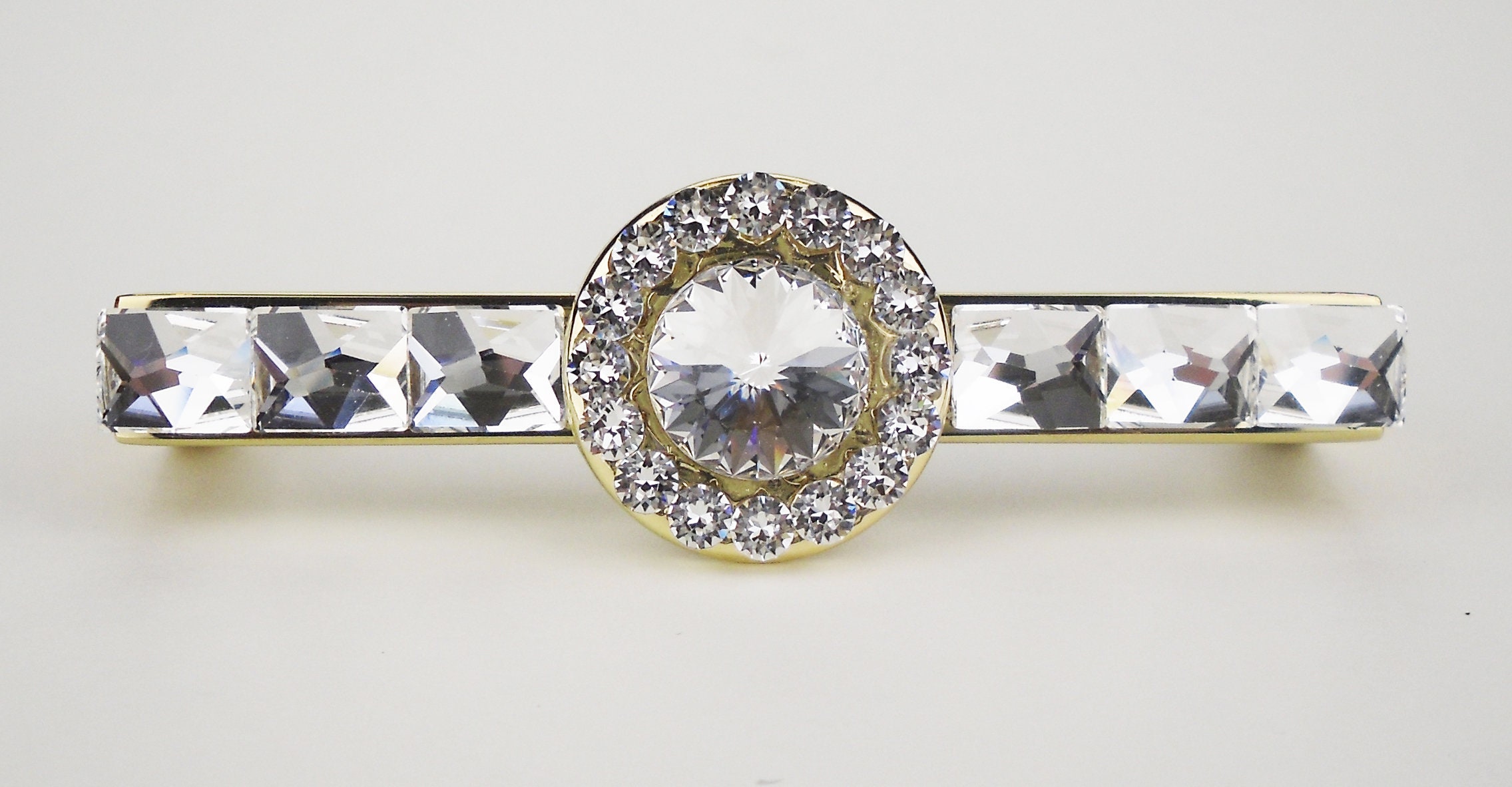 3 Cajón tire de Swarovski Cristal Oro Mango de latón | Etsy