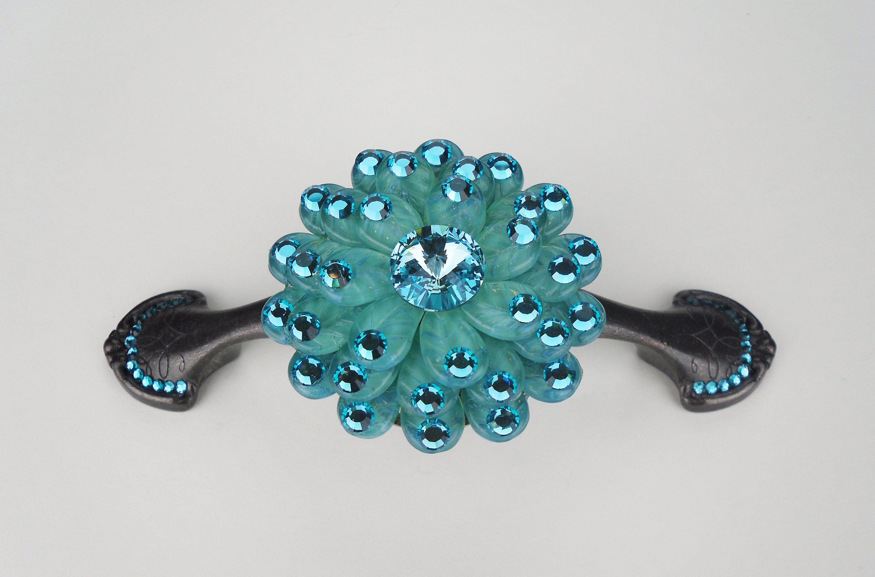 Cajón de 3 tire de cristal swarovski cristal turquesa | Etsy