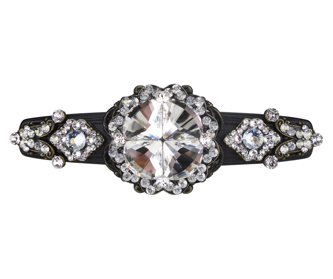 3 Inch Ice Blue Crystal Drawer Pull Rhinestone Matte Black