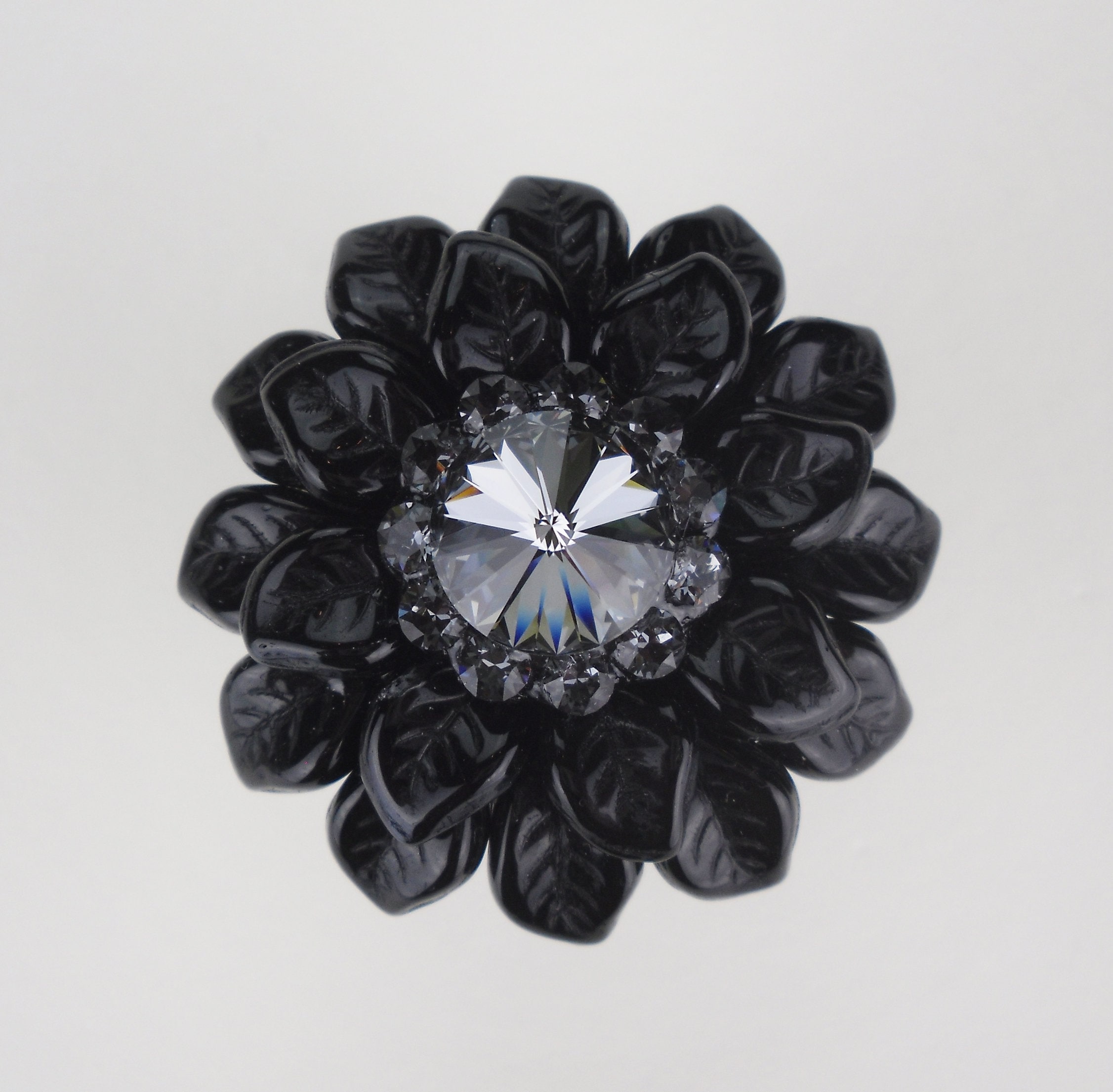 Einzigartige Schrank Knopf Swarovski Kristall schwarz | Etsy