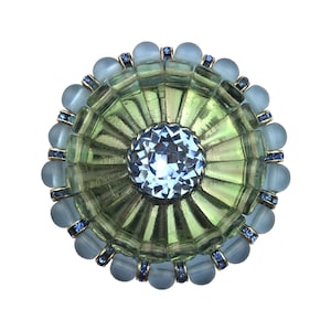 Sapphire Crystal Cabinet Knob, Peridot Czech Glass, Art Deco Dresser Pull