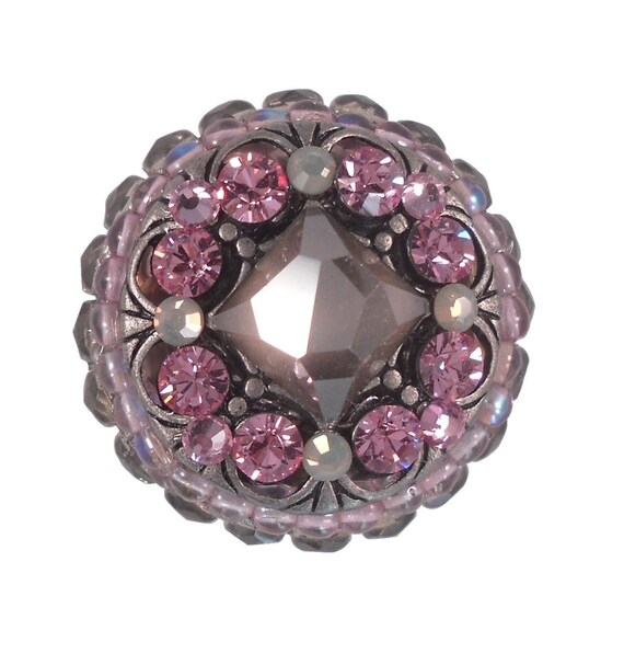 Unique Dresser Knob Swarovski Crystal Pink Grey Girls Dresser Etsy