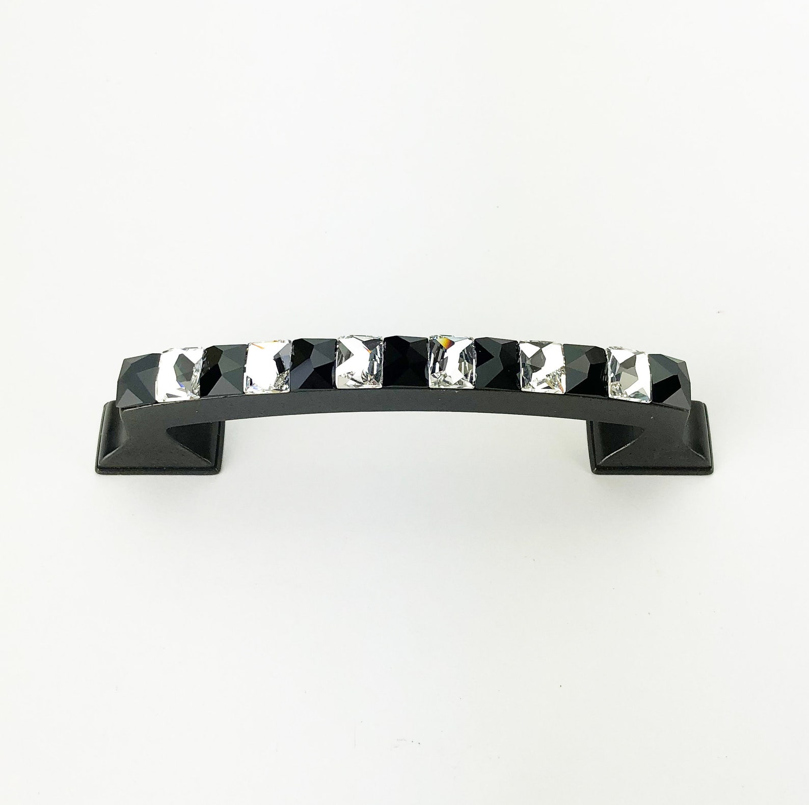 3 3/4 Crystal Drawer Pull Rhinestone Colors Iron Etsy