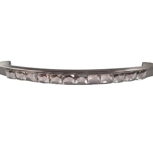 5" Crystal Drawer Pull; Large Rhinestone Satin Nickel Cabinet Handle; Kitchen Cupboard Closet Door Hardware; Fancy Jeweled Bathroom Vanity