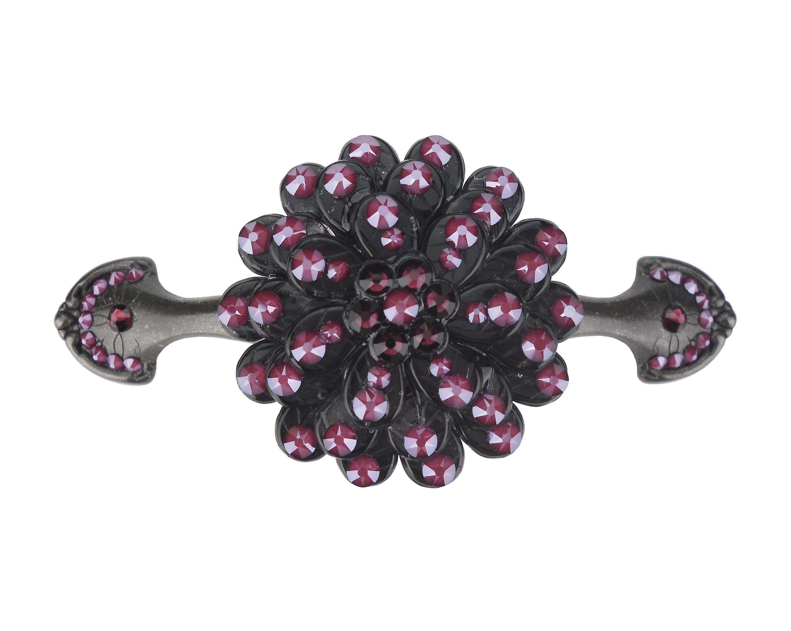 Poignée De Tiroir En Cristal 3 Pouces ; Meuble Grande Fleur Bordeaux Meuble-Lavabo Salle Bains Orné Bijoux Pour Placard Cuisine, 76 mm