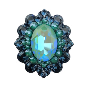 Crystal Cabinet Knob; Modern Jeweled Hardware; Montana Blue, Royal Green, Silky Sage DeLite