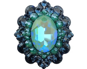 Puxador de cristal para armário; Ferragens modernas com detalhes em joia; Azul Montana, Verde Royal, Verde Sálvia Sedoso DeLite