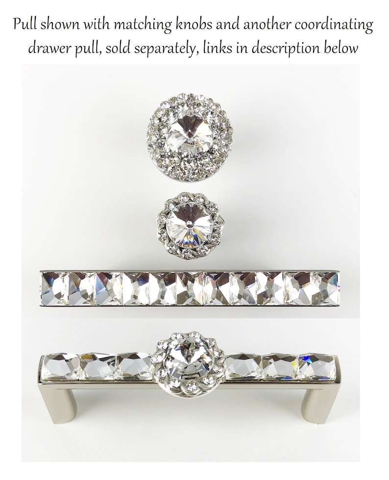 3 Inch Crystal Drawer Pull Rhinestone Chrome Handle Etsy