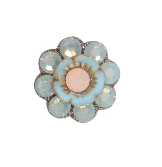 Unique Cabinet Knob Swarovski Crystal Pacific Opal Aqua Brass Etsy