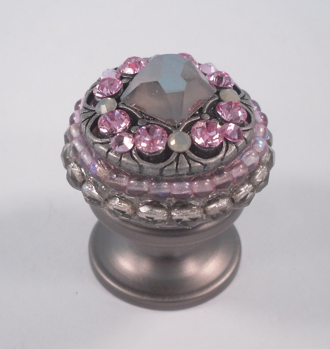 Unique Dresser Knob Swarovski Crystal Pink Grey/Girls Dresser Etsy
