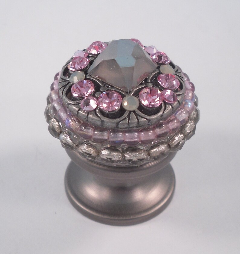 Unique Dresser Knob Swarovski Crystal Pink Grey/Girls Dresser Etsy