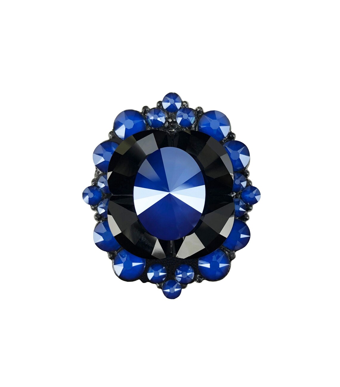 Crystal Knob Royal Blue Matte Black Oval Decorative Etsy