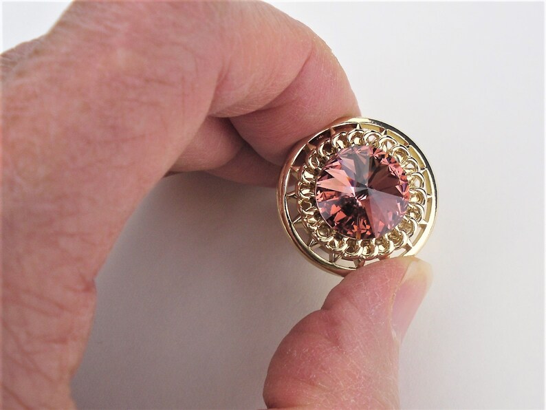 Unique Knob Swarovski Crystal Blush Rose Brass 1 Etsy