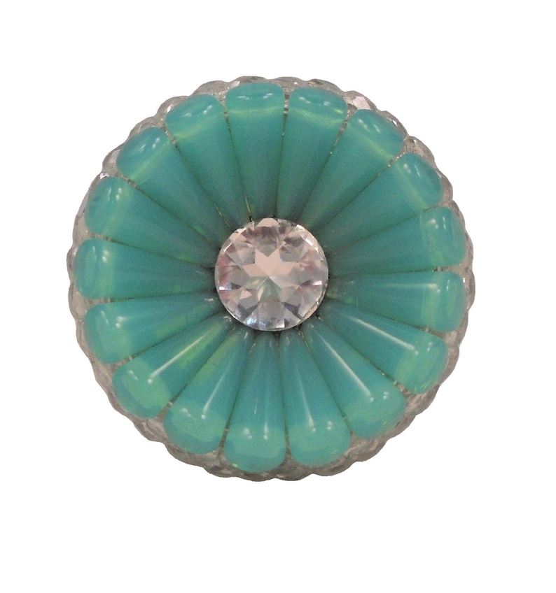 Unique Decorative Knob Sea Green Czech Glass & Etsy