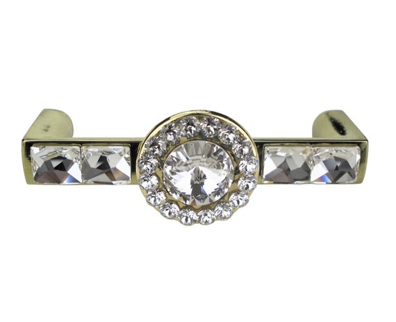 2 1 2 Inch Drawer Pull Swarovski Crystal Brass Handle Unique 2 Etsy