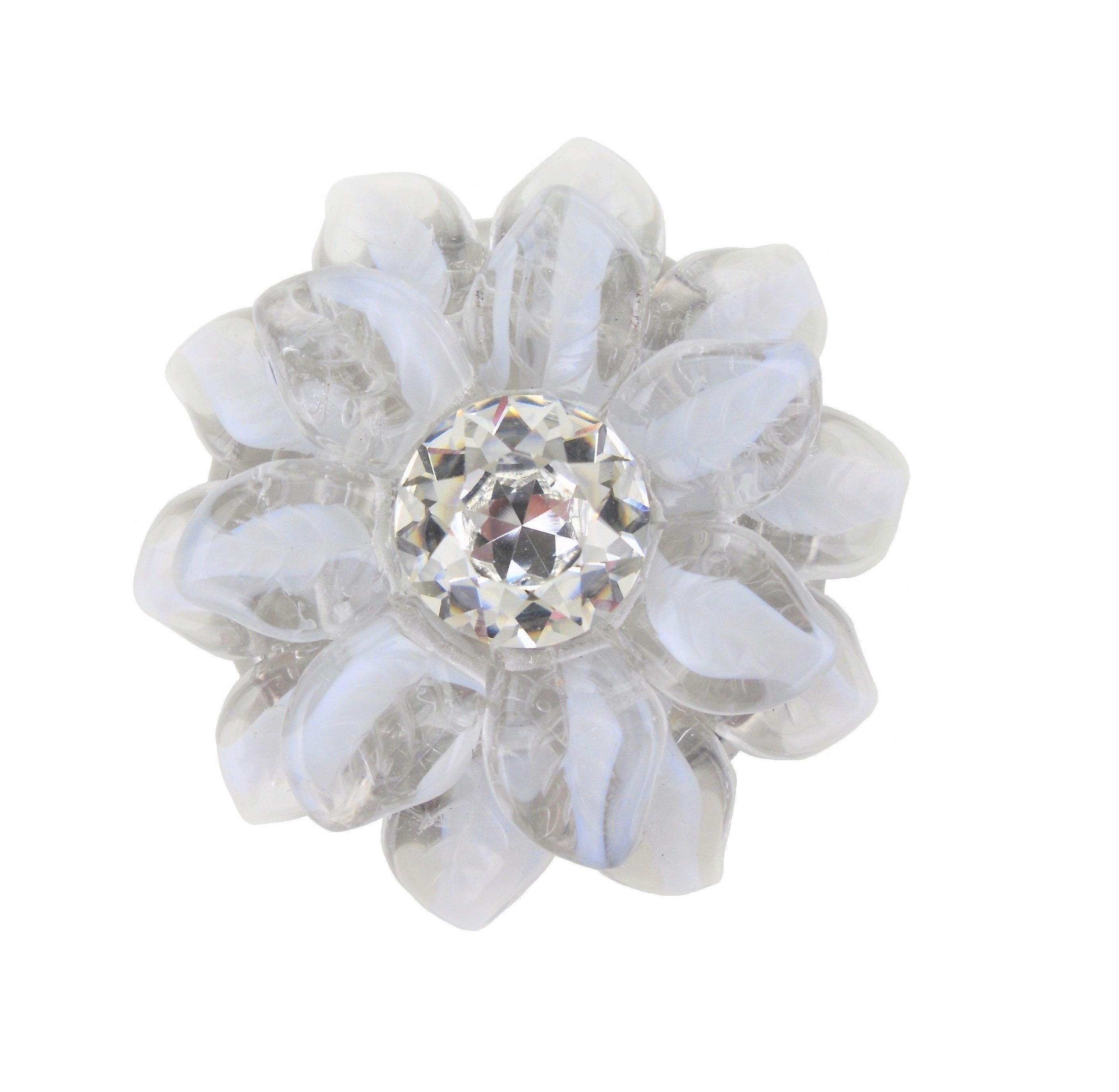 Unique Knob Swarovski Crystal Czech Glass Clear White Etsy