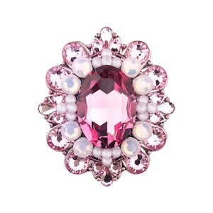 Tirador de armario con forma de flor de cristal rosa claro; tirador de cómoda estilo art déco (6 cm x 5 cm)