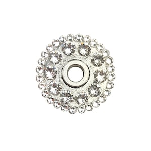 Crystal Cabinet Knob Backplate - Antique Silver Ornate Hardware - 1"