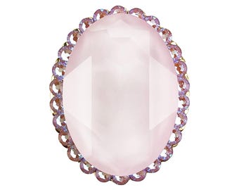 Powder Rose Crystal Cabinet Knob, Art Deco Furniture Hardware