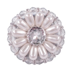 Unique Cabinet Knob Crystal & White Pearl; Decorative Kitchen Cupboard Door Knob; Art Deco Girl Dresser Drawer Country Paris French Cottage