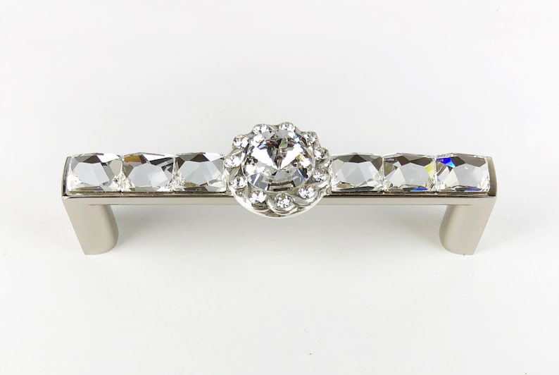 3 Inch Crystal Drawer Pull Rhinestone Chrome Handle Etsy