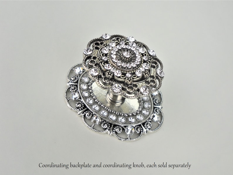 Unique Vintage Style Crystal Cabinet Knob Antique Silver - Etsy