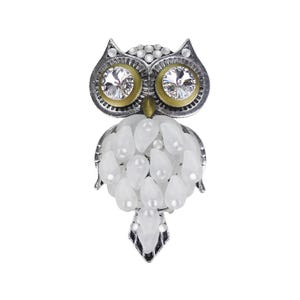 4x2" Beaded Crystal Owl Cabinet Knob; Novelty Art Deco Animal Hardware; Style KN947M