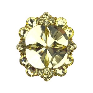 Jonquil Yellow Crystal Flower Knob, Matte Gold Decorative Glass Cabinet Hardware