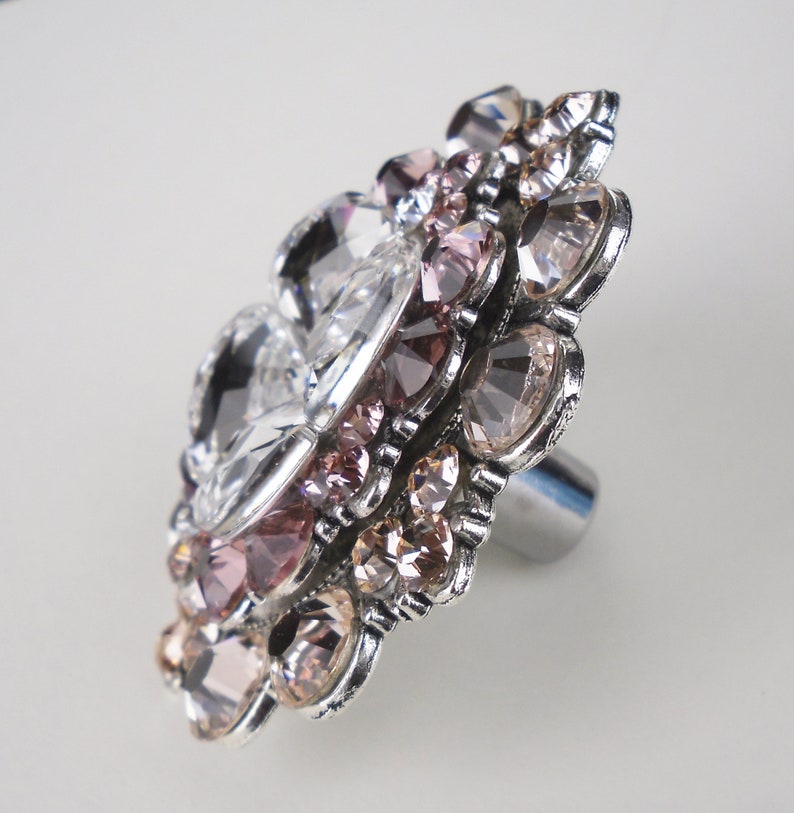 Unique Cabinet Knob Swarovski Clear Crystal Blush Pink ...