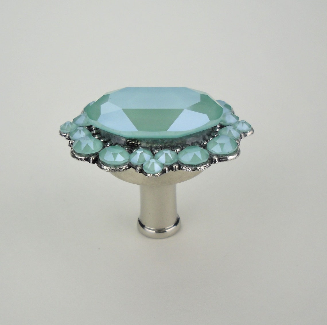 Unique Knob Swarovski Crystal Mint Green Decorative Etsy