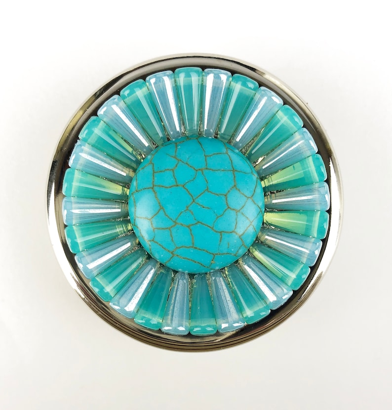 Unique Decorative Knob Turquoise Nickel Large Etsy