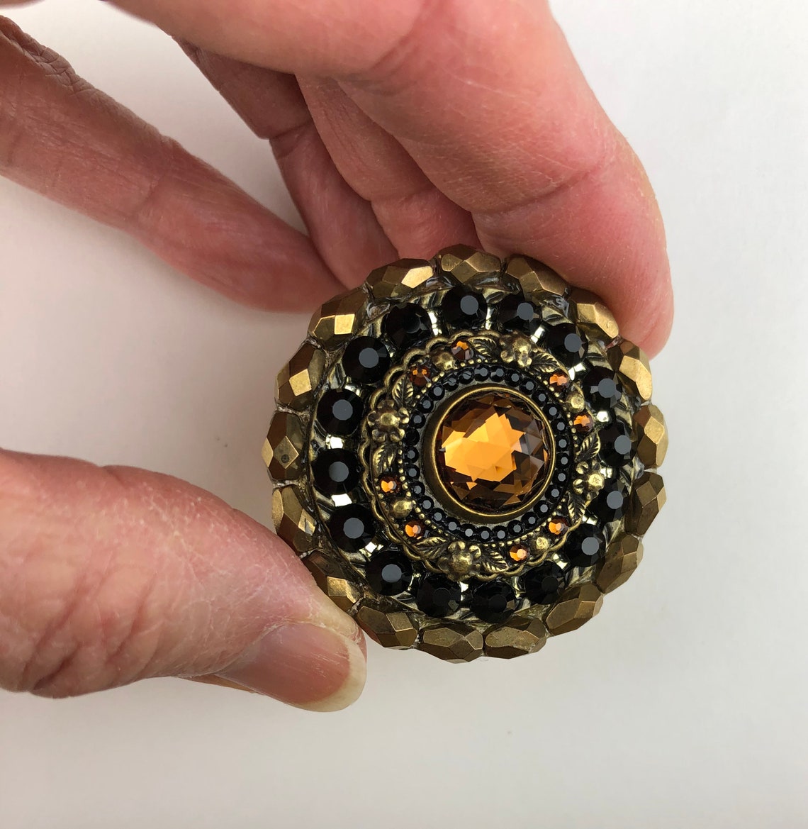 Dekorativer Knauf Swarovski Crystal Smoke Topaz & Jet Gold | Etsy