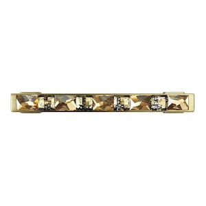 4" Gold Crystal Drawer Pull; Satin Brass Cabinet Handle; Decorative Kitchen Cupboard Closet Hardware; Fancy Jeweled Bathroom Vanity Pull