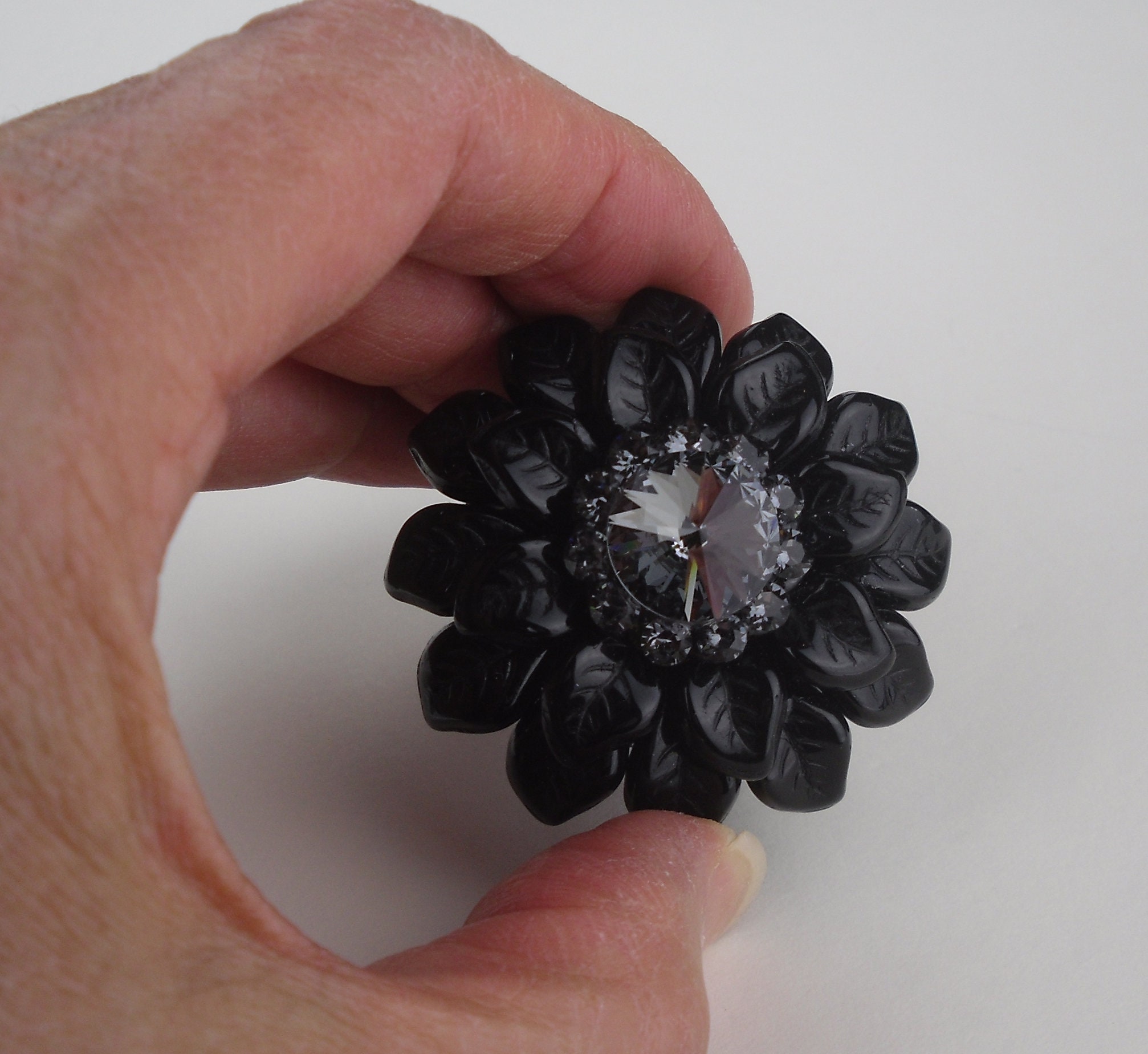 Einzigartige Schrank Knopf Swarovski Kristall schwarz | Etsy
