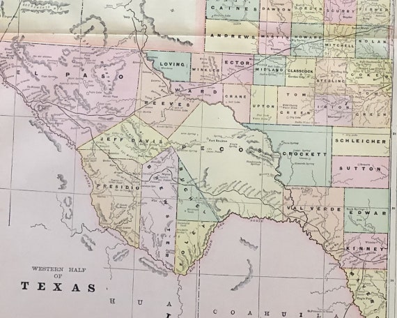 1902 West Texas Big Bend National Park Map Original Not Etsy