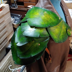 Pauldron: Leaf Faerie Armor, Leather, Handcrafted