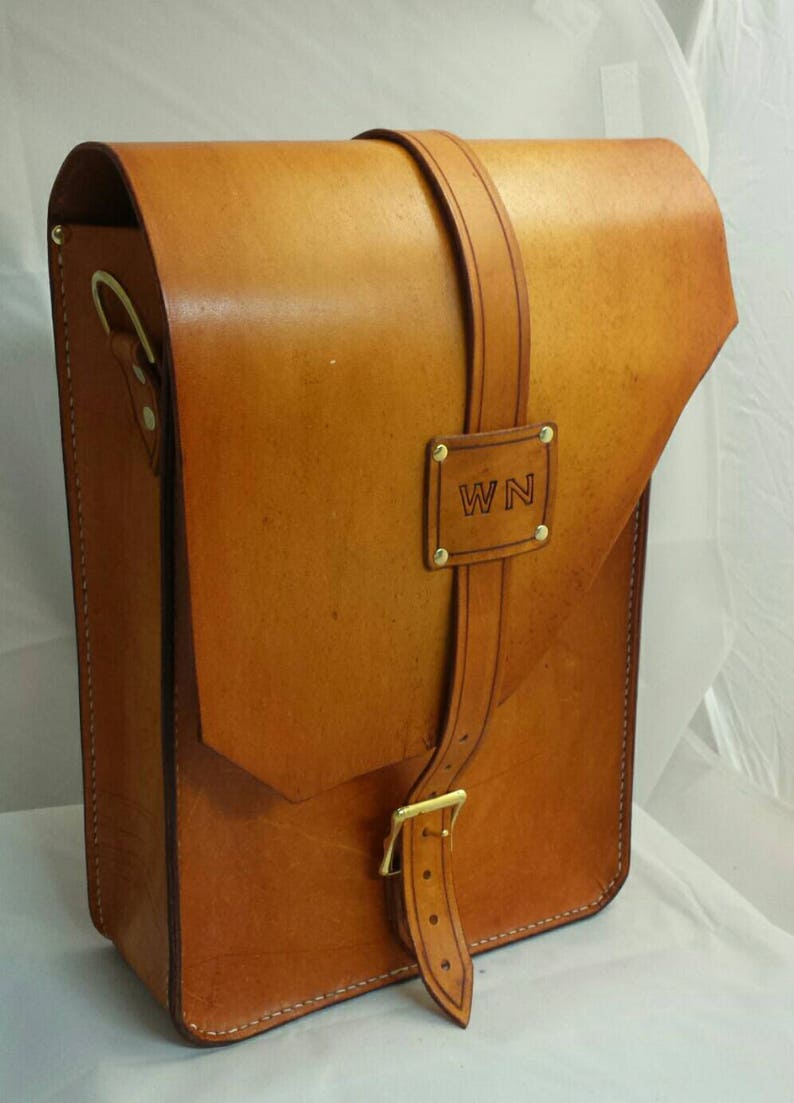 Custom Leather Vertical Messenger Bag Etsy